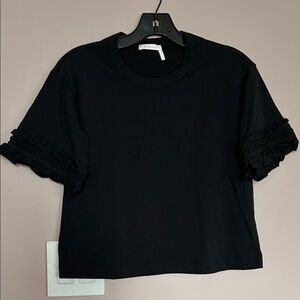 See By Chloe Black Ruffle Sleeve Tee Brand New NWOT size XS